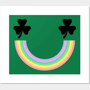 Rainbow Smiley Shamrock Posters and Art